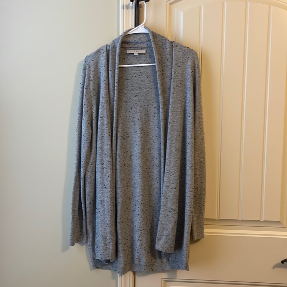 Loft sweater cardigan in large gray w/ black specks